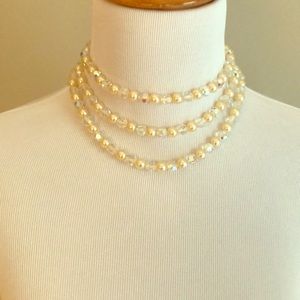 Antique bling!  Faux pearl, beaded choker necklace